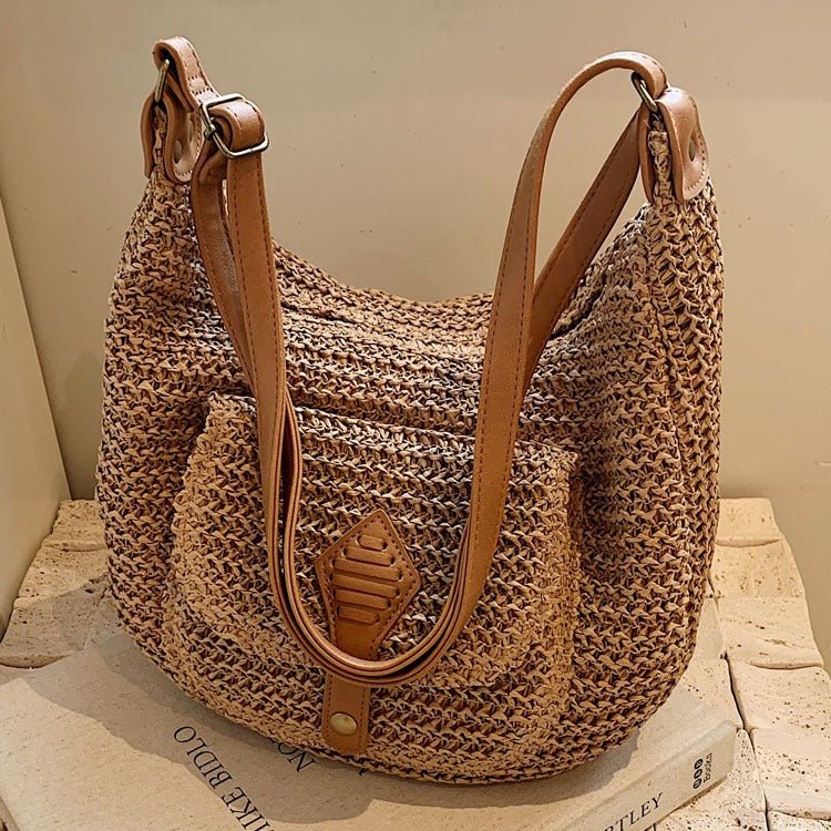 Large Capacity Straw Bag Women's All-match One-shoulder Crossbody $38.99 Dana Fashion Color: Beige Women's Bags Product information: Lining texture: Polyester Color: Milky White, khaki Material: Straw Bag internal structure: zipper change bag Popular elem