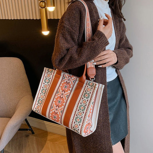 Large Capacity Totes Lady Bag Simple And Popular $45.50 Dana Fashion Color: Pattern Blue Size: Large Women's Bags Product information: Lining texture: PU Applicable scenario: Daily configuration Color: pattern Brown, pattern Blue, square blue Outer bag ty