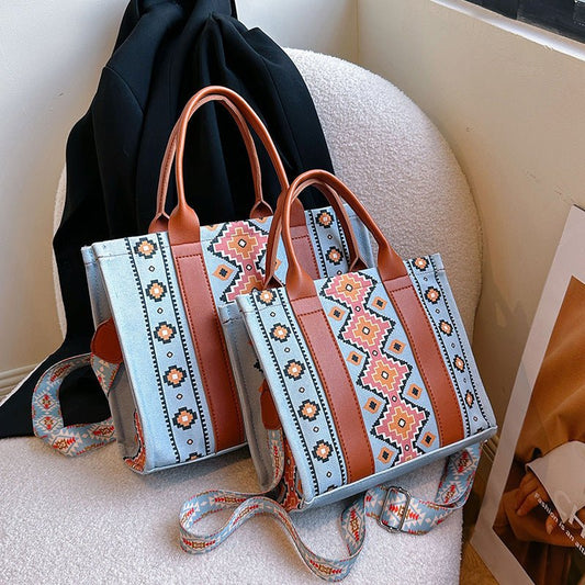 Large Capacity Totes Lady Bag Simple And Popular $45.50 Dana Fashion Color: Pattern Blue Size: Large Women's Bags Product information: Lining texture: PU Applicable scenario: Daily configuration Color: pattern Brown, pattern Blue, square blue Outer bag ty