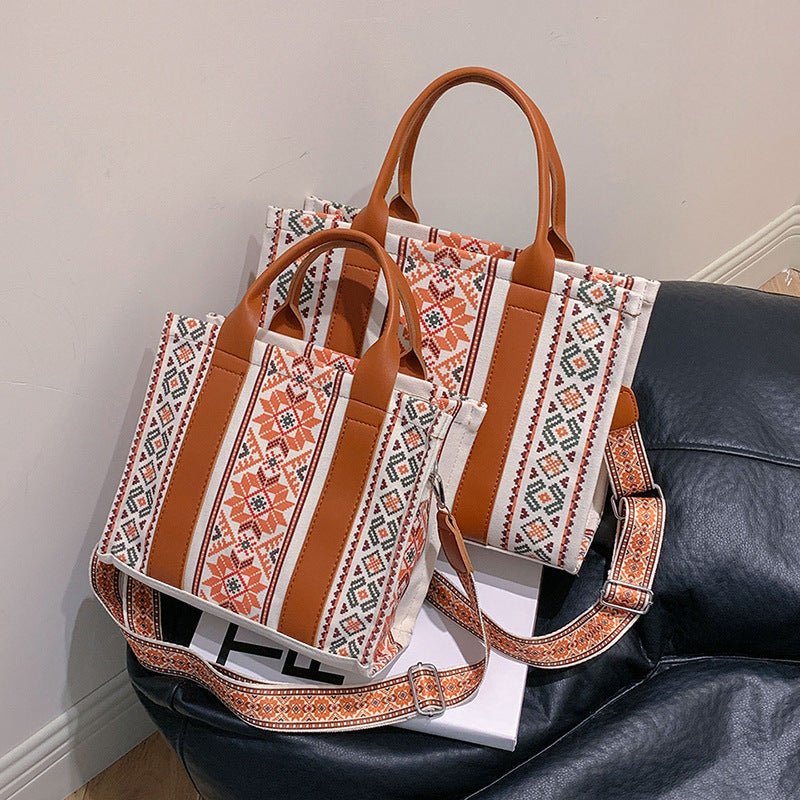 Large Capacity Totes Lady Bag Simple And Popular $45.50 Dana Fashion Color: Pattern Brown Size: Large Women's Bags Product information: Lining texture: PU Applicable scenario: Daily configuration Color: pattern Brown, pattern Blue, square blue Outer bag t