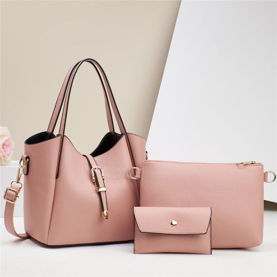 Large Capacity Totes Three-piece Portable Shoulder Bag $48.76 Dana Fashion Color: Pink Women's Bags Product information: Lining texture: Polyester Applicable scenarios: Daily matching Color: black, red, apricot, khaki, khaki, pink, creamy-white Outer bag
