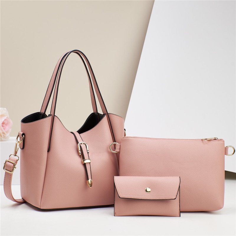Large Capacity Totes Three-piece Portable Shoulder Bag $48.76 Dana Fashion Color: Pink Women's Bags Product information: Lining texture: Polyester Applicable scenarios: Daily matching Color: black, red, apricot, khaki, khaki, pink, creamy-white Outer bag