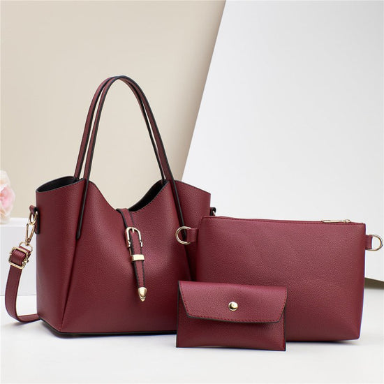 Large Capacity Totes Three-piece Portable Shoulder Bag $48.76 Dana Fashion Color: Red Women's Bags Product information: Lining texture: Polyester Applicable scenarios: Daily matching Color: black, red, apricot, khaki, khaki, pink, creamy-white Outer bag t