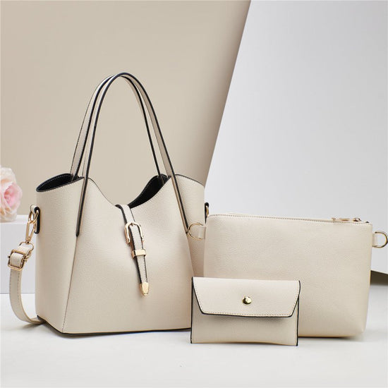 Large Capacity Totes Three-piece Portable Shoulder Bag $48.76 Dana Fashion Color: Beige Women's Bags Product information: Lining texture: Polyester Applicable scenarios: Daily matching Color: black, red, apricot, khaki, khaki, pink, creamy-white Outer bag