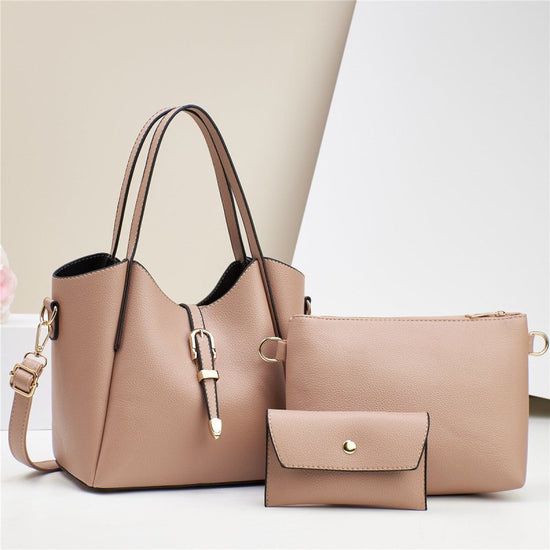 Large Capacity Totes Three-piece Portable Shoulder Bag $48.76 Dana Fashion Color: Apricot Women's Bags Product information: Lining texture: Polyester Applicable scenarios: Daily matching Color: black, red, apricot, khaki, khaki, pink, creamy-white Outer b