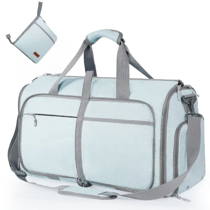 Large Capacity Travel Duffle Bag Women's Handbag Folding Suit Bag Waterproof Clothes Totes $89.00 Dana Fashion Color: C Sky Blue Women's Bags Overview: Unique design, stylish and beautiful. Good material, comfortable wear. A variety of colors, any choice.