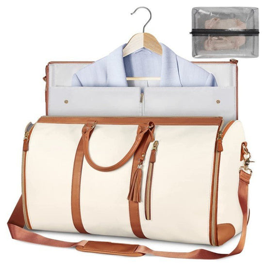 Large Capacity Travel Duffle Bag Women's Handbag Folding Suit Bag Waterproof Clothes Totes $89.00 Dana Fashion Color: Beige Women's Bags Overview: Unique design, stylish and beautiful. Good material, comfortable wear. A variety of colors, any choice. Prod