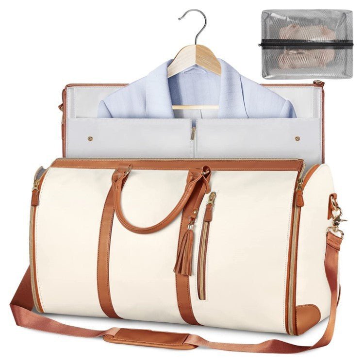 Large Capacity Travel Duffle Bag Women's Handbag Folding Suit Bag Waterproof Clothes Totes $89.00 Dana Fashion Color: Beige Women's Bags Overview: Unique design, stylish and beautiful. Good material, comfortable wear. A variety of colors, any choice. Prod