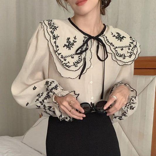 Large Lapel Single - breasted Loose Bell Sleeve ShirtDana FashionDana FashionLarge Lapel Single - breasted Loose Bell Sleeve Shirt