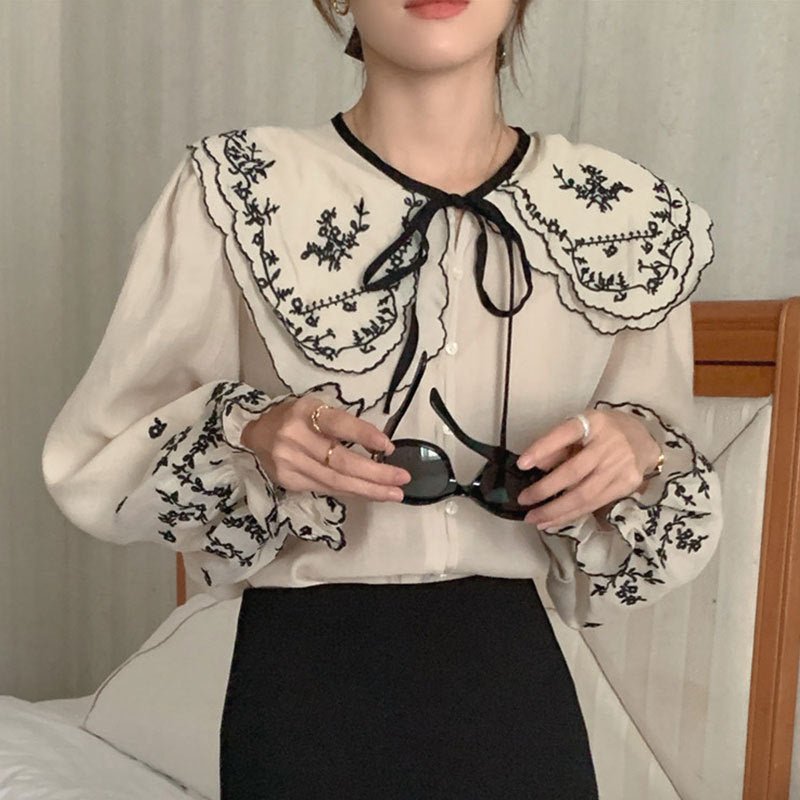Large Lapel Single - breasted Loose Bell Sleeve ShirtDana FashionDana FashionLarge Lapel Single - breasted Loose Bell Sleeve Shirt
