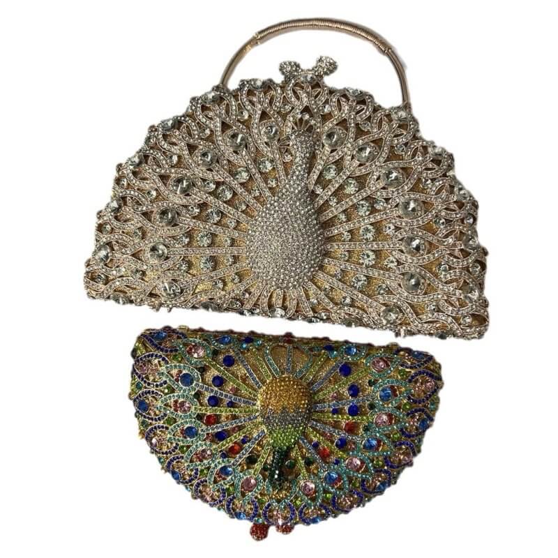Large Peacock Diamond Every Night Bags Luxury $159.00 Dana Fashion Color: Golden Green Color Women's Bags Product information: Lining texture: synthetic leather Applicable scenarios: Daily matching Color: gold green color, white silver, light gold, rose g