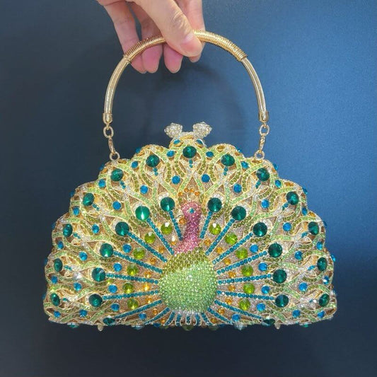 Large Peacock Diamond Every Night Bags Luxury $159.00 Dana Fashion Color: Golden Green Color Women's Bags Product information: Lining texture: synthetic leather Applicable scenarios: Daily matching Color: gold green color, white silver, light gold, rose g
