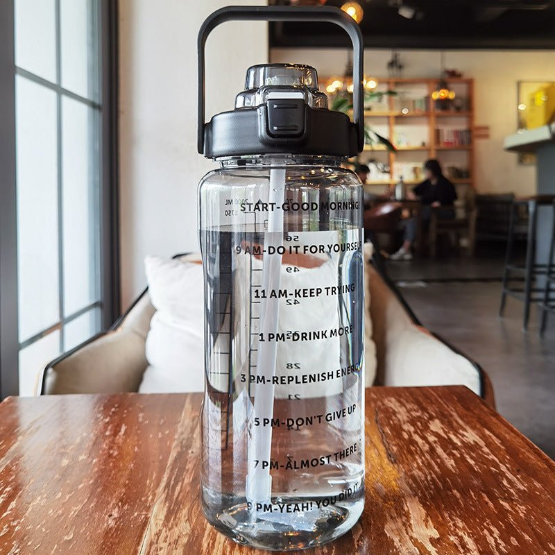 Large Plastic Cup Portable Water Bottle $45.50 Dana Fashion Color: Black Capacity size: 2000ML Dana's Kitchen Product infor mation: Product category: Large capacity water cup S tyle: Japanese Function: Environmental protection Structure: Single layer Patt