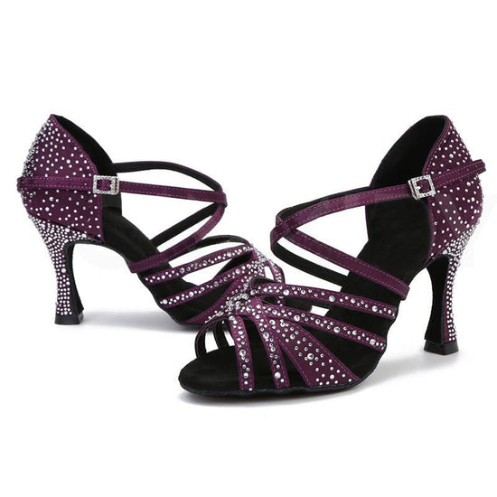 Latin Dance Performance Dancing Shoes Women $79.40 Dana Fashion Color: Purple Size: 34 Women's shoes Product information: Color: black, dark skin, purple Shoe Upper material: real silk, others Size: 34, 35, 36, 37, 38, 39, 40, 41, 42, 43 Sole material: su