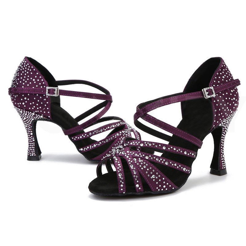 Latin Dance Performance Dancing Shoes Women $79.40 Dana Fashion Color: Purple Size: 34 Women's shoes Product information: Color: black, dark skin, purple Shoe Upper material: real silk, others Size: 34, 35, 36, 37, 38, 39, 40, 41, 42, 43 Sole material: su
