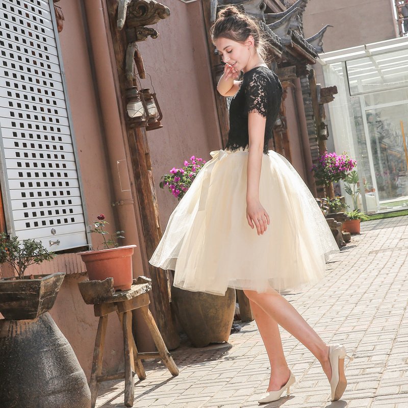 Layered Tutu Tulle Womens High Waist Skirts $49.90 Dana Fashion Color: Black Size: One size Women's clothing Product information: Craft: collage/splicing Fabric name: Mesh Main fabric composition: polyester fiber (polyester) The content of the main fabric