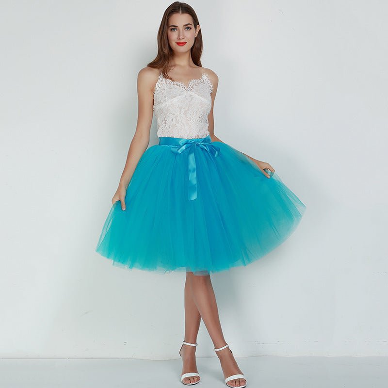 Layered Tutu Tulle Womens High Waist Skirts $49.90 Dana Fashion Color: Blue Size: One size Women's clothing Product information: Craft: collage/splicing Fabric name: Mesh Main fabric composition: polyester fiber (polyester) The content of the main fabric