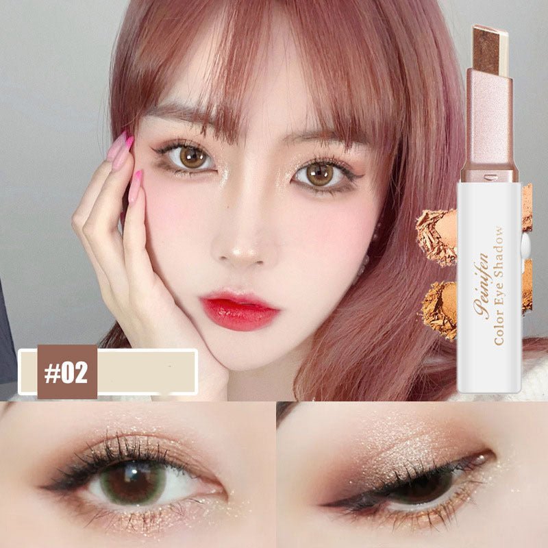 Lazy Eyeshadow Stick Stereo Gradient Shimmer Double Color Eye Shadow Pen Waterproof Easy To Wear Eyeshadow $10.27 Dana Fashion style: H makeup Overview: Use innovative diagonal cutting technology to achieve natural gradation. The texture is soft and delic