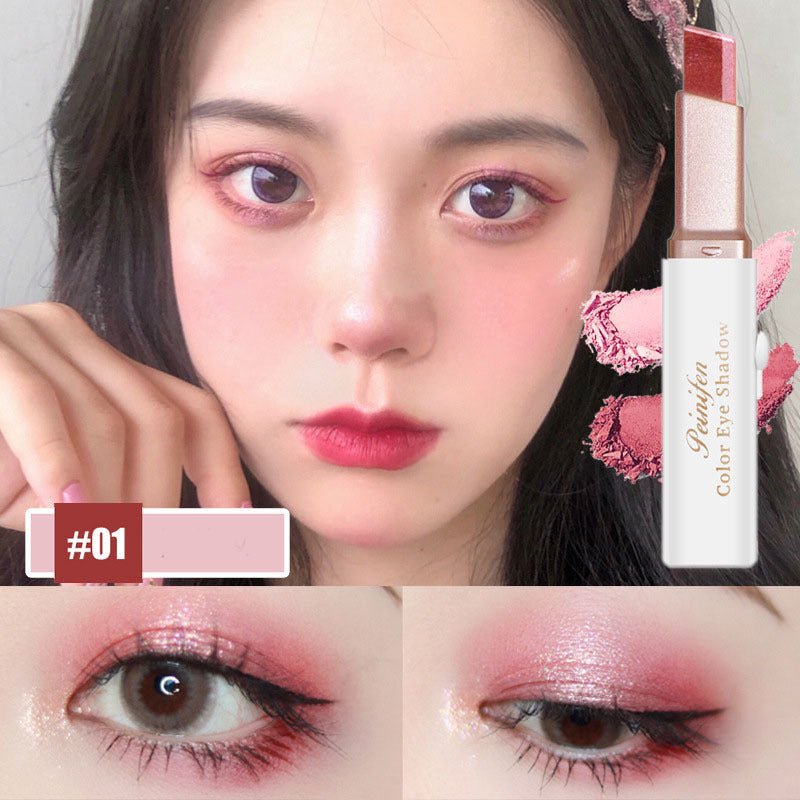 Lazy Eyeshadow Stick Stereo Gradient Shimmer Double Color Eye Shadow Pen Waterproof Easy To Wear Eyeshadow $10.27 Dana Fashion style: G makeup Overview: Use innovative diagonal cutting technology to achieve natural gradation. The texture is soft and delic