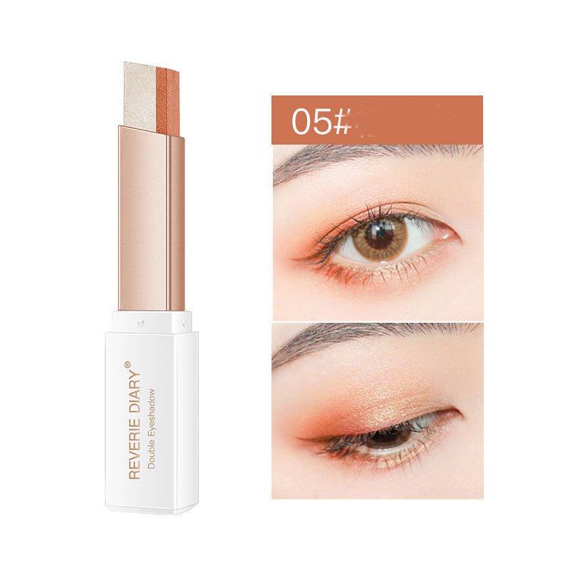 Lazy Eyeshadow Stick Stereo Gradient Shimmer Double Color Eye Shadow Pen Waterproof Easy To Wear Eyeshadow $10.11 Dana Fashion style: E makeup Overview: Use innovative diagonal cutting technology to achieve natural gradation. The texture is soft and delic