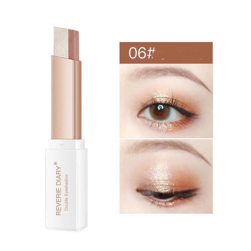 Lazy Eyeshadow Stick Stereo Gradient Shimmer Double Color Eye Shadow Pen Waterproof Easy To Wear Eyeshadow $10.11 Dana Fashion style: F makeup Overview: Use innovative diagonal cutting technology to achieve natural gradation. The texture is soft and delic