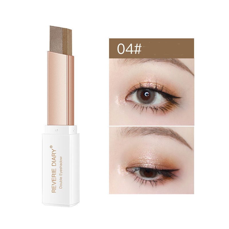 Lazy Eyeshadow Stick Stereo Gradient Shimmer Double Color Eye Shadow Pen Waterproof Easy To Wear Eyeshadow $10.11 Dana Fashion style: D makeup Overview: Use innovative diagonal cutting technology to achieve natural gradation. The texture is soft and delic
