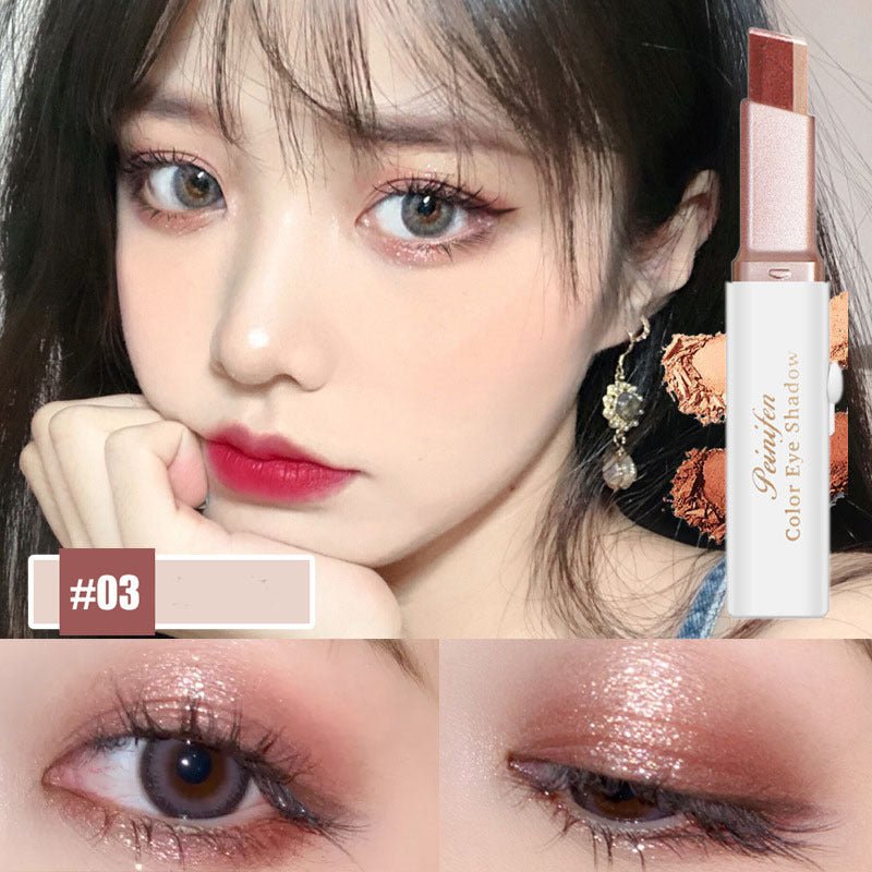 Lazy Eyeshadow Stick Stereo Gradient Shimmer Double Color Eye Shadow Pen Waterproof Easy To Wear Eyeshadow $10.27 Dana Fashion style: I makeup Overview: Use innovative diagonal cutting technology to achieve natural gradation. The texture is soft and delic