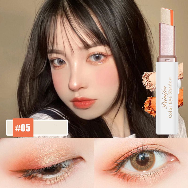 Lazy Eyeshadow Stick Stereo Gradient Shimmer Double Color Eye Shadow Pen Waterproof Easy To Wear Eyeshadow $10.27 Dana Fashion style: K makeup Overview: Use innovative diagonal cutting technology to achieve natural gradation. The texture is soft and delic