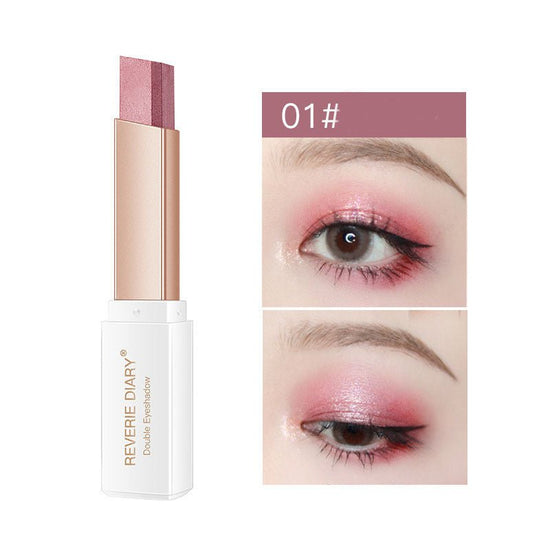 Lazy Eyeshadow Stick Stereo Gradient Shimmer Double Color Eye Shadow Pen Waterproof Easy To Wear Eyeshadow $10.11 Dana Fashion style: A makeup Overview: Use innovative diagonal cutting technology to achieve natural gradation. The texture is soft and delic