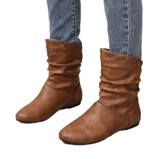 Leather Flat All-match Short Boots Women $45.99 Dana Fashion Color: Black Size: 36 Women's shoes ข้อมูลผลิตภัณฑ์: ลวดลาย: สีทึบ วัสดุซับใน: หนัง สี: น้ำตาลอ่อน (พื้นผิวหนัง) ความสูงส้น: ส้นแบน ความยาวถุงเท้า: ท่อต่ำ รูปร่างส้น: ส้นหนา ขนาด: 36,37,38,39,40
