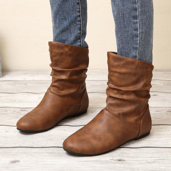 Leather Flat All-match Short Boots Women $45.99 Dana Fashion Color: Black Size: 36 Women's shoes ข้อมูลผลิตภัณฑ์: ลวดลาย: สีทึบ วัสดุซับใน: หนัง สี: น้ำตาลอ่อน (พื้นผิวหนัง) ความสูงส้น: ส้นแบน ความยาวถุงเท้า: ท่อต่ำ รูปร่างส้น: ส้นหนา ขนาด: 36,37,38,39,40
