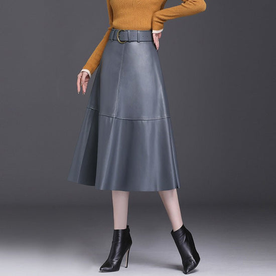Leather Skirt Female A- Line High Waist Pleated Umbrella Skirt $67.50 Dana Fashion Color: Black Size: 4XL Women's clothing Product information: Fabric name: PU leather Skirt type: A- line skirt Color: Black, Brown Main fabric composition: Polyester Fiber