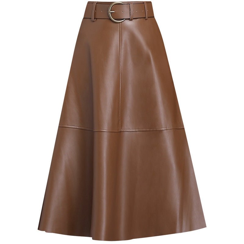 Leather Skirt Female A- Line High Waist Pleated Umbrella Skirt $67.50 Dana Fashion Color: Black Size: 4XL Women's clothing Product information: Fabric name: PU leather Skirt type: A- line skirt Color: Black, Brown Main fabric composition: Polyester Fiber