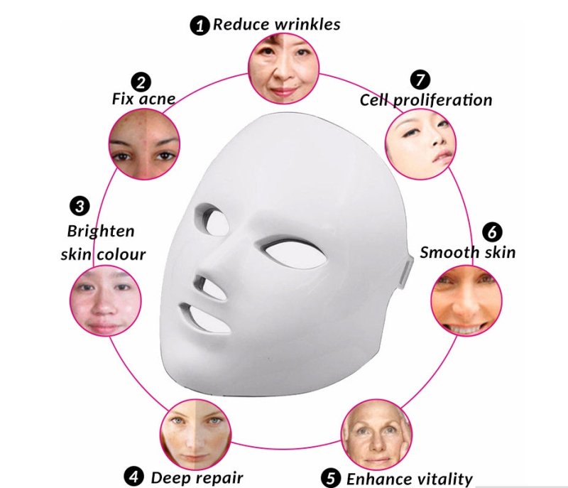 Led Facial beauty instrument $55.00 Dana Fashion Model: AU Style: 7color Beauty Tools 7 colors Led mask Facial beauty skin care rejuvenation wrinkles acne removal face beauty therapy whitening tightening instrument advantage: 1. LED light is another impor