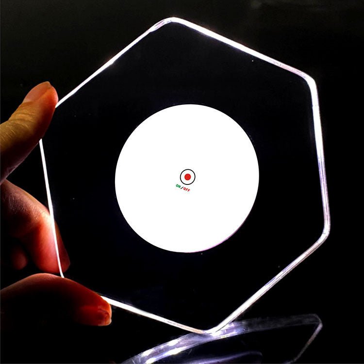 LED Glow Coaster Acrylic Crystal Emitting Luminous Bar Cocktail Mug Stand Light Coasters Flashing Base Tableware Decoration Pads $19.50 Dana Fashion Color: Hexagonal White Light Dana's Kitchen Overview: 1. Fast flashing, slow flashing, steady flashing, le