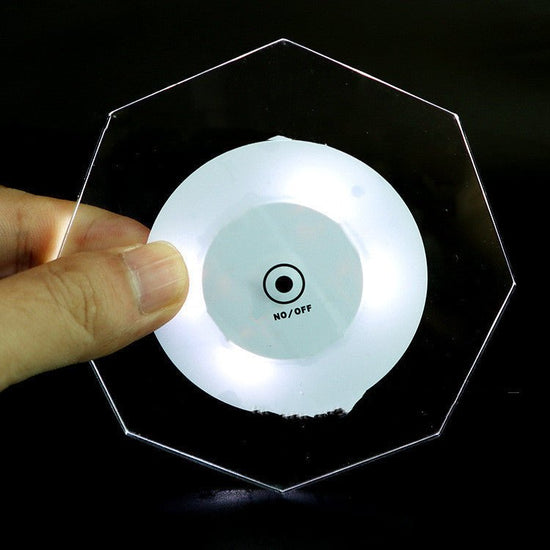 LED Glow Coaster Acrylic Crystal Emitting Luminous Bar Cocktail Mug Stand Light Coasters Flashing Base Tableware Decoration Pads $19.50 Dana Fashion Color: Octagonal White Light Dana's Kitchen Overview: 1. Fast flashing, slow flashing, steady flashing, le