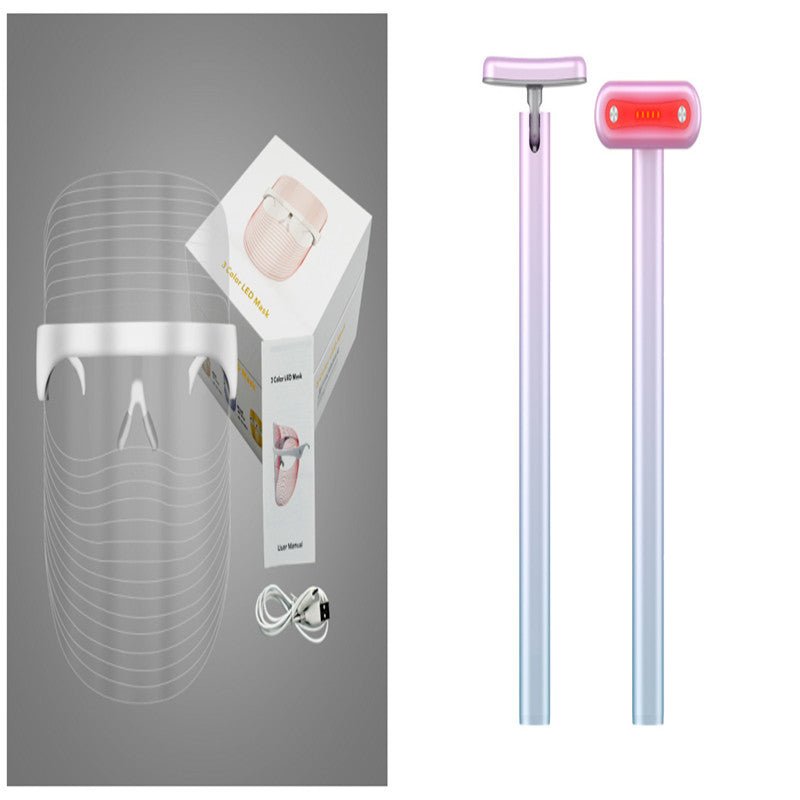 LED Three-color Beauty Mask Household Face Acne Removing Photon Skin Rejuvenation Skin Whitening And Spots Lightening Beauty Apparatus $145.50 Dana Fashion Color: SET1 Beauty Tools Product information: Applicable scenario: family Color: transparent Effica