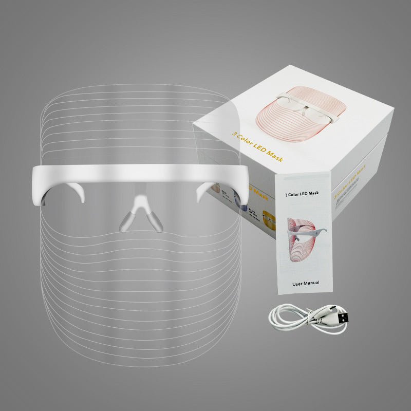 LED Three-color Beauty Mask Household Face Acne Removing Photon Skin Rejuvenation Skin Whitening And Spots Lightening Beauty Apparatus $145.50 Dana Fashion Color: Transparent Beauty Tools Product information: Applicable scenario: family Color: transparent