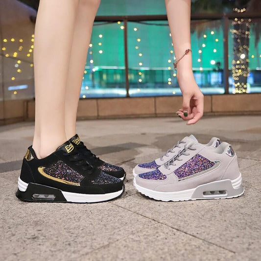 Leisure Casual Breathable Muffin Shoes For Students $47.90 Dana Fashion Color: Black gold Size: 35 Women's shoes Product Information: Style: Casual Fabric: Frosted Lining: Single Sole: Polyurethane sole Code number: 35-40 High heel: 4CM Color: Black gold/