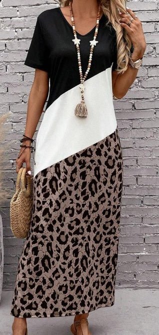 Leopard Print Colorblock Long Summer Tee Dress With Seelves $25.03 Dana Fashion Color: Yellow Size: 2XL Women's clothing المواد: قماش محبوك التركيب: 95% بوليستر، 5% إيلاستان تعليمات العناية: غسيل آلي، لا تستخدم التنظيف الجاف، اغسل بمنظف ناعم معلومات المقا