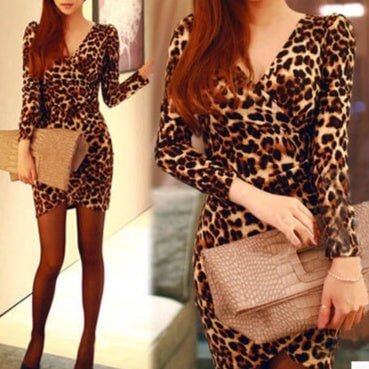 Leopard Print Long Sleeve Waist Slimming Sheath Dress $34.90 Dana Fashion Color: Leopard Print Size: L Women's clothing Product information: Pattern: Leopard print Skirt type: One-Step skirt Color: Leopard print Waist Type: Mid waist Size: S,M,L,XL,XXL St