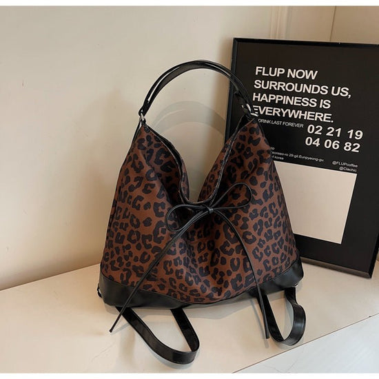 Leopard Print Personality Large Capacity Fashion Backpack Three-purpose $25.11 Dana Fashion Color: Coffee Women's Bags Product information: Lining texture: Polyester Applicable scenario: Daily configuration Color: Brown, Brown Outer bag type: Sandwich poc