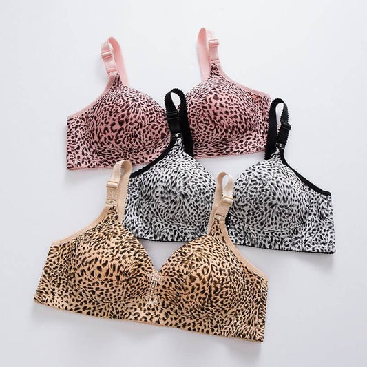 Leopard Print Underwear Women No Steel Ring Gather Bra Middle-Aged Thin Comfortable Bra $24.90 Dana Fashion Color: Black Underwear size: 36B Women's clothing Product information: Fabric name: Nylon/nylon Main fabric composition: Nylon/nylon Main fabric in