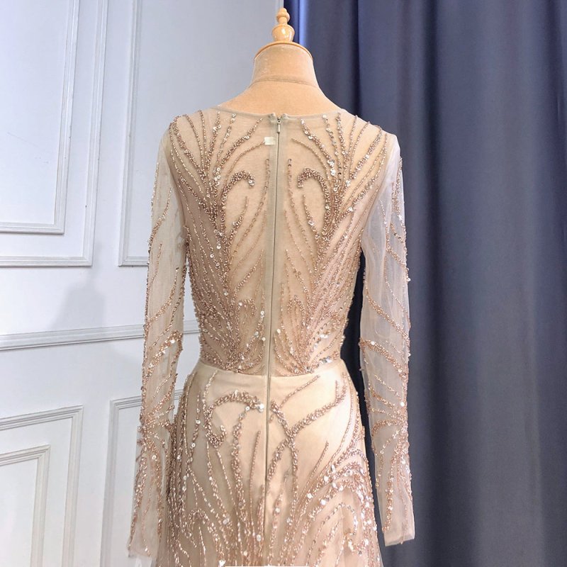 Light Luxury Minority High-end Evening Dress $599.00 Dana Fashion Color: Caramel Color Size: L Women's clothing Product information: Color: caramel Sleeve type: long sleeve Main fabric composition: Polyester Fiber Waist type: tight waist Size: XS,S,M,L,XL