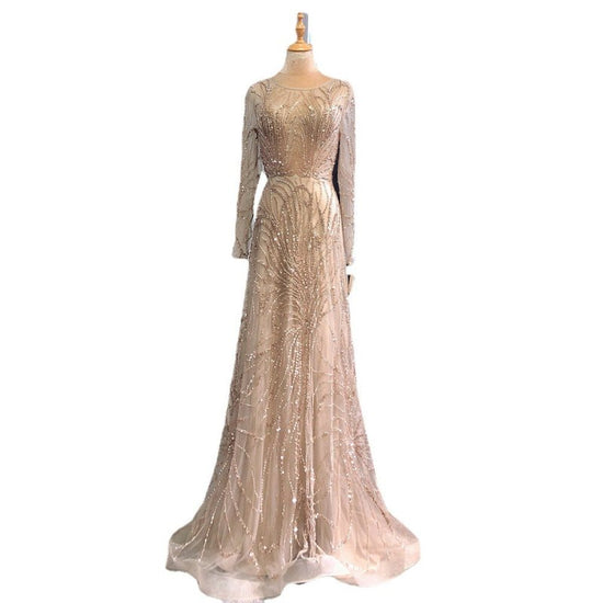 Light Luxury Minority High-end Evening Dress $599.00 Dana Fashion Color: Caramel Color Size: L Women's clothing Product information: Color: caramel Sleeve type: long sleeve Main fabric composition: Polyester Fiber Waist type: tight waist Size: XS,S,M,L,XL