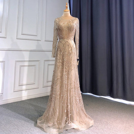 Light Luxury Minority High-end Evening Dress $599.00 Dana Fashion Color: Caramel Color Size: L Women's clothing Product information: Color: caramel Sleeve type: long sleeve Main fabric composition: Polyester Fiber Waist type: tight waist Size: XS,S,M,L,XL