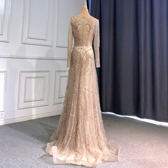 Light Luxury Minority High-end Evening Dress $599.00 Dana Fashion Color: Caramel Color Size: L Women's clothing Product information: Color: caramel Sleeve type: long sleeve Main fabric composition: Polyester Fiber Waist type: tight waist Size: XS,S,M,L,XL