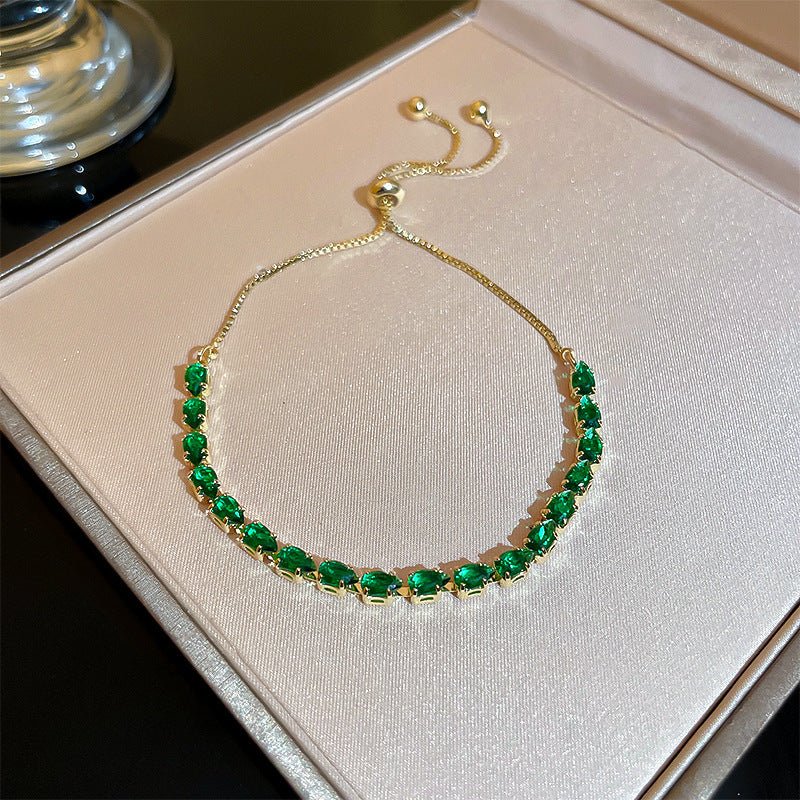 Light Luxury Personality Trendy Zircon Refined Grace High-grade Bracelet $19.90 Dana Fashion Color: 4 Bracelet Green Women's Accessories Product information: Treatment Process: Diamond Color: Bracelet. Green., Micro inlay-Emerald geometric diamond bracele