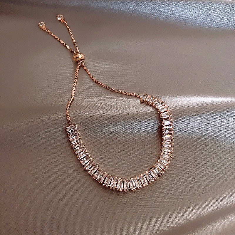 Light Luxury Personality Trendy Zircon Refined Grace High-grade Bracelet $19.90 Dana Fashion Color: 21 Bracelet Rose Gold Women's Accessories Product information: Treatment Process: Diamond Color: Bracelet. Green., Micro inlay-Emerald geometric diamond br