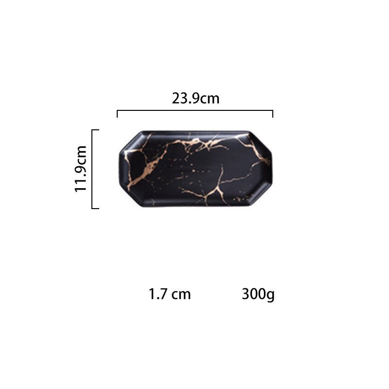 Light luxury style marble and gold irregular ceramic tray $32.91 Dana Fashion Color: 3Style Dana's Kitchen Product name: Nordic marble gold cracked tray Commodity technology: high temperature firing Product material: ceramic Note: The ceramic products are